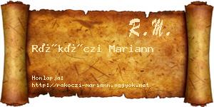 Rákóczi Mariann névjegykártya