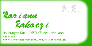 mariann rakoczi business card